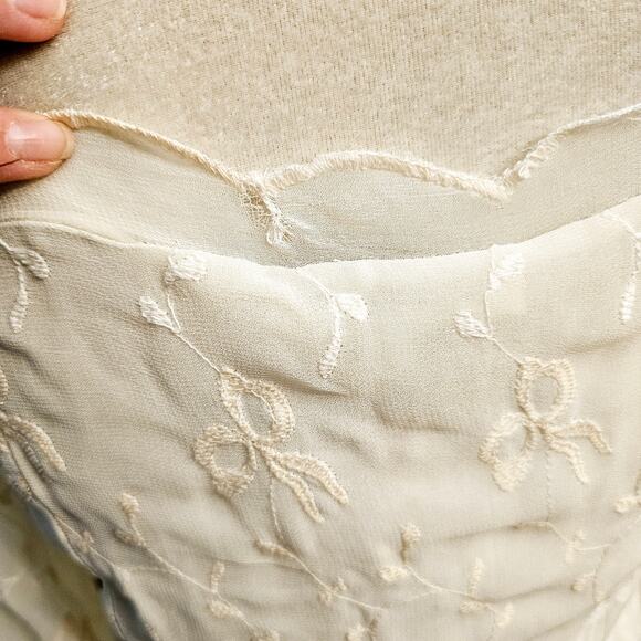 NWT Loveshackfancy Deeba Embroidered Chiffon Cream Mini Dress $395 Sz 6 - Picture 12 of 13